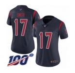 Women's Houston Texans #17 Vyncint Smith Limited Navy Blue Rush Vapor Untouchable 100th Season Football Jersey