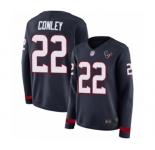Women's Houston Texans #22 Gareon Conley Limited Navy Blue Therma Long Sleeve Football Jersey
