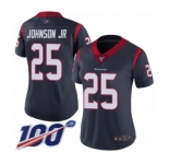 Women's Houston Texans #25 Duke Johnson Jr Navy Blue Team Color Vapor Untouchable Limited Player 100th Season Football Jersey