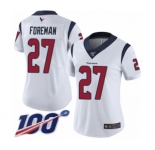Women's Houston Texans #27 D'Onta Foreman White Vapor Untouchable Limited Player 100th Season Football Jersey