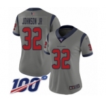 Women's Houston Texans #32 Lonnie Johnson Limited Gray Inverted Legend 100th Season Football Jersey