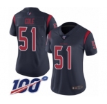 Women's Houston Texans #51 Dylan Cole Limited Navy Blue Rush Vapor Untouchable 100th Season Football Jersey