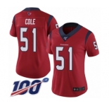 Women's Houston Texans #51 Dylan Cole Red Alternate Vapor Untouchable Limited Player 100th Season Football Jersey
