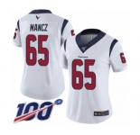 Women's Houston Texans #65 Greg Mancz White Vapor Untouchable Limited Player 100th Season Football Jersey