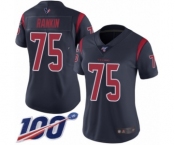 Women's Houston Texans #75 Martinas Rankin Limited Navy Blue Rush Vapor Untouchable 100th Season Football Jersey
