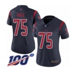 Women's Houston Texans #75 Matt Kalil Limited Navy Blue Rush Vapor Untouchable 100th Season Football Jersey