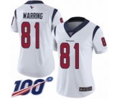 Women's Houston Texans #81 Kahale Warring White Vapor Untouchable Limited Player 100th Season Football Jersey