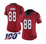 Women's Houston Texans #88 Jordan Akins Red Alternate Vapor Untouchable Limited Player 100th Season Football Jersey
