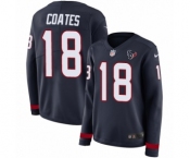 Women's Nike Houston Texans #18 Sammie Coates Limited Navy Blue Therma Long Sleeve NFL Jersey