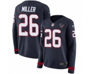 Women's Nike Houston Texans #26 Lamar Miller Limited Navy Blue Therma Long Sleeve NFL Jersey