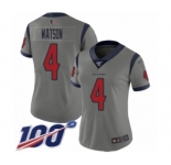Women's Nike Houston Texans #4 Deshaun Watson Limited Gray Inverted Legend 100th Season NFL Jersey