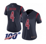 Women's Nike Houston Texans #4 Deshaun Watson Limited Navy Blue Rush Vapor Untouchable 100th Season NFL Jersey