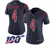 Women's Nike Houston Texans #4 Deshaun Watson Limited Navy Blue Rush Vapor Untouchable 100th Season NFL Jersey