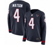 Women's Nike Houston Texans #4 Deshaun Watson Limited Navy Blue Therma Long Sleeve NFL Jersey
