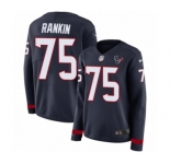 Women's Nike Houston Texans #75 Martinas Rankin Limited Navy Blue Therma Long Sleeve NFL Jersey