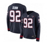 Women's Nike Houston Texans #92 Brandon Dunn Limited Navy Blue Therma Long Sleeve NFL Jersey