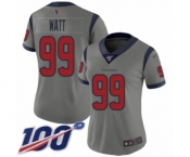 Women's Nike Houston Texans #99 J.J. Watt Limited Gray Inverted Legend 100th Season NFL Jersey