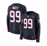 Women's Nike Houston Texans #99 J.J. Watt Limited Navy Blue Therma Long Sleeve NFL Jersey