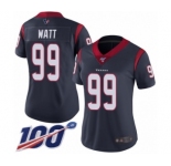 Women's Nike Houston Texans #99 J.J. Watt Navy Blue Team Color Vapor Untouchable Limited Player 100th Season NFL Jersey