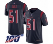 Youth Houston Texans #51 Dylan Cole Limited Navy Blue Rush Vapor Untouchable 100th Season Football Jersey
