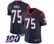 Youth Houston Texans #75 Matt Kalil Navy Blue Team Color Vapor Untouchable Limited Player 100th Season Football Jersey