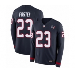 Youth Nike Houston Texans #23 Arian Foster Limited Navy Blue Therma Long Sleeve NFL Jersey
