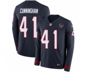 Youth Nike Houston Texans #41 Zach Cunningham Limited Navy Blue Therma Long Sleeve NFL Jersey