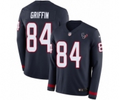 Youth Nike Houston Texans #84 Ryan Griffin Limited Navy Blue Therma Long Sleeve NFL Jersey