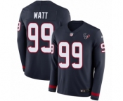 Youth Nike Houston Texans #99 J.J. Watt Limited Navy Blue Therma Long Sleeve NFL Jersey
