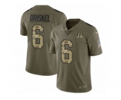 Men Nike Cincinnati Bengals #6 Jeff Driskel Limited Olive Camo 2017 Salute to Service NFL Jersey