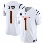 Men's Cincinnati Bengals #1 Ja'Marr Chase White 2025 F.U.S.E. With 1-Star C Patch Vapor Untouchable Limited Stitched Football Jersey