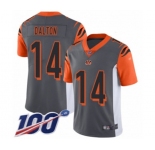 Men's Cincinnati Bengals #14 Andy Dalton Limited Silver Inverted Legend 100th Season Football Jersey
