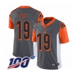 Men's Cincinnati Bengals #19 Auden Tate Limited Silver Inverted Legend 100th Season Football Jersey