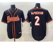Men's Cincinnati Bengals #2 Evan McPherson Black With Patch Cool Base Stitched Baseball Jersey