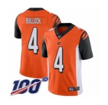 Men's Cincinnati Bengals #4 Randy Bullock Orange Alternate Vapor Untouchable Limited Player 100th Season Football Jersey