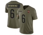 Men's Cincinnati Bengals #6 Jake Browning Olive 2025 Salute to Service Limited Football Stitched Jersey