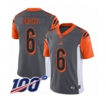 Men's Cincinnati Bengals #6 Jeff Driskel Limited Silver Inverted Legend 100th Season Football Jersey
