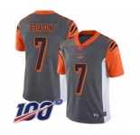 Men's Cincinnati Bengals #7 Boomer Esiason Limited Silver Inverted Legend 100th Season Football Jersey