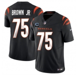 Men's Cincinnati Bengals #75 Orlando Brown Jr Black 2025 F.U.S.E. With 2-Star C Patch Vapor Untouchable Limited Stitched Football Jersey