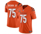 Men's Cincinnati Bengals #75 Orlando Brown Jr Orange 2025 F.U.S.E. With 2-Star C Patch Vapor Untouchable Limited Stitched Football Jersey