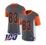 Men's Cincinnati Bengals #83 Tyler Boyd Limited Silver Inverted Legend 100th Season Football Jersey