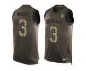 Men's Nike Cincinnati Bengals #3 Jeff Driskel Limited Green Salute to Service Tank Top NFL Jersey