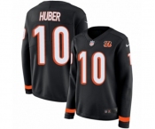 Women Nike Cincinnati Bengals #10 Kevin Huber Limited Black Therma Long Sleeve NFL Jersey