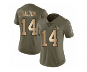 Women Nike Cincinnati Bengals #14 Andy Dalton Limited Olive Gold 2017 Salute to Service NFL Jersey