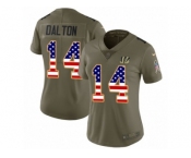 Women Nike Cincinnati Bengals #14 Andy Dalton Limited Olive USA Flag 2017 Salute to Service NFL Jersey