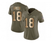 Women Nike Cincinnati Bengals #18 A.J. Green Limited Olive Gold 2017 Salute to Service NFL Jersey