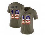 Women Nike Cincinnati Bengals #18 A.J. Green Limited Olive USA Flag 2017 Salute to Service NFL Jersey