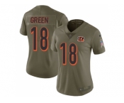 Women Nike Cincinnati Bengals #18 A.J. Green Olive Stitched NFL Limited 2017 Salute to Service Jersey