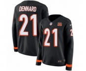 Women Nike Cincinnati Bengals #21 Darqueze Dennard Limited Black Therma Long Sleeve NFL Jersey