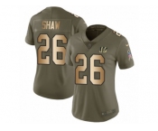 Women Nike Cincinnati Bengals #26 Josh Shaw Limited Olive Gold 2017 Salute to Service NFL Jersey
